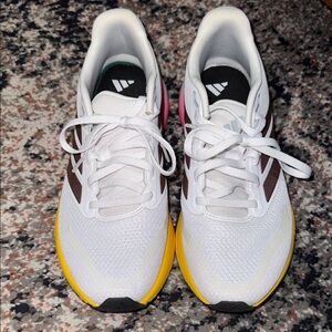 Adidas Women's White and Yellow Sneakers